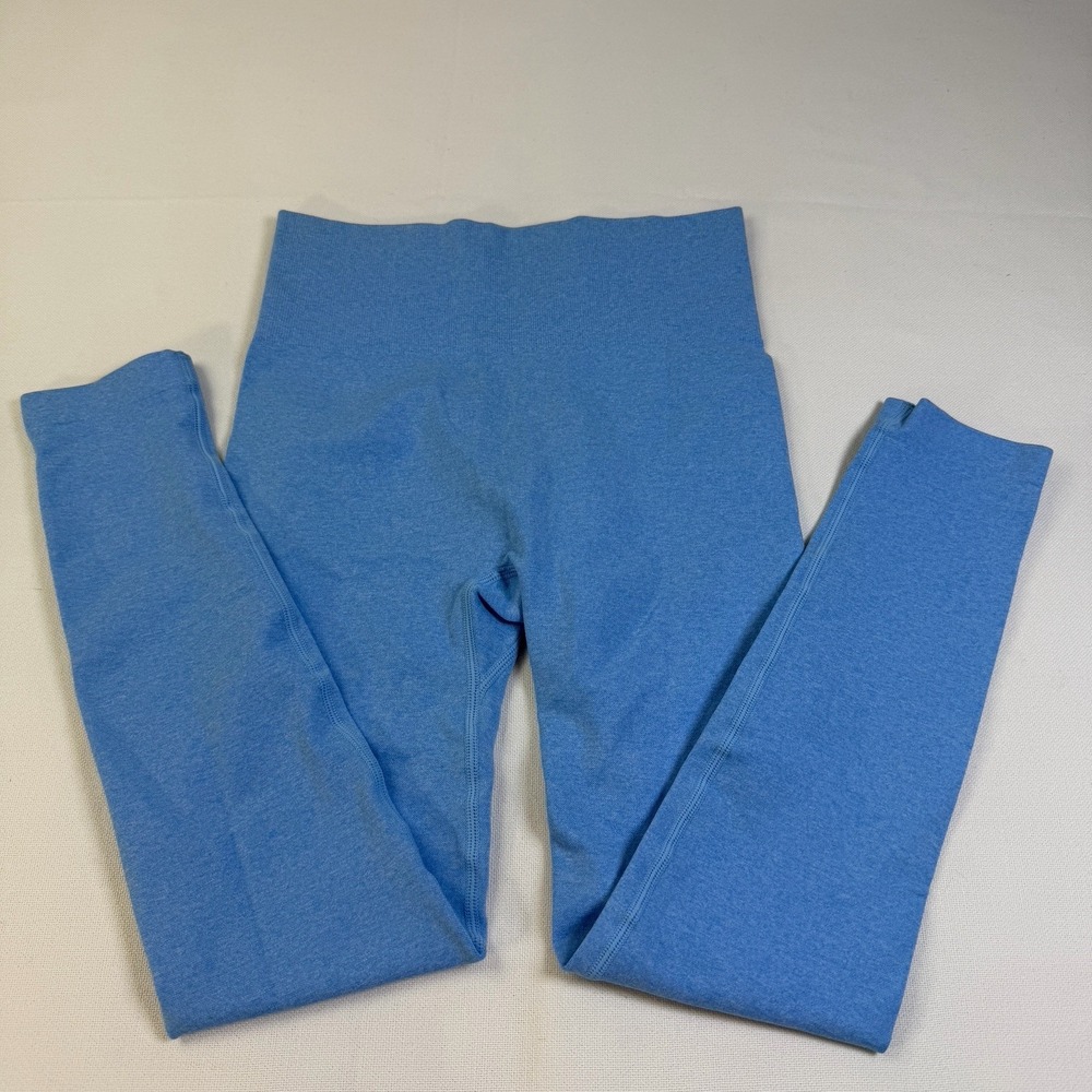 Light Blue Yoga Exercise Pants Women's Small Stretch Nylon Workout Running